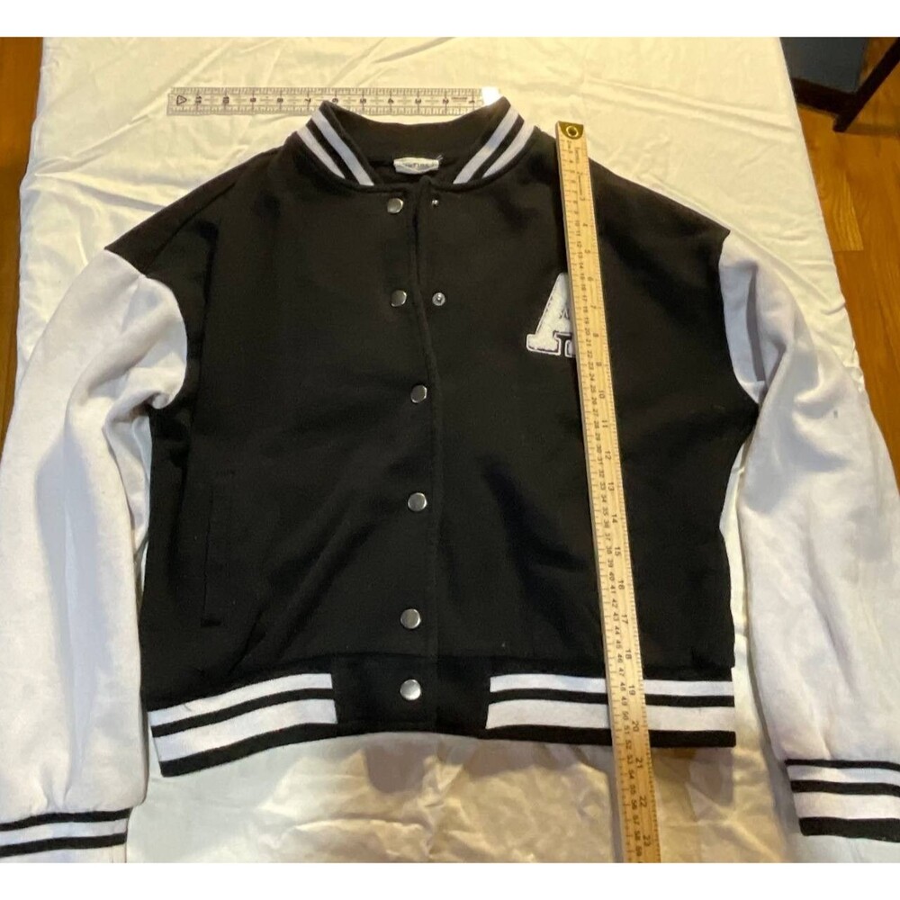 Reflex Bomber University Jacket Mens Medium Black Snap‎ Back Long Sleeve Casual